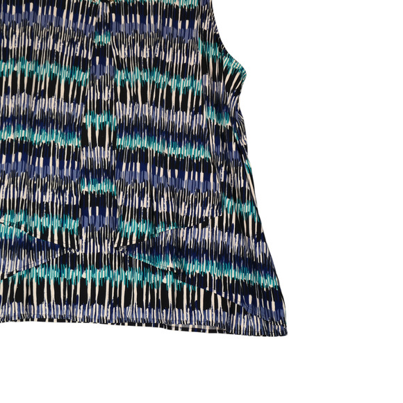 Carolyn Taylor Tunic Blouse Womens 3X Blue Green Attached Necklace Career Top - Picture 3 of 10